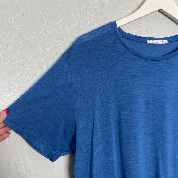 We Norwegians Men XL Blue Short Sleeve Crew Neck Shirt Merino Wool Blend - Picture 5 of 11